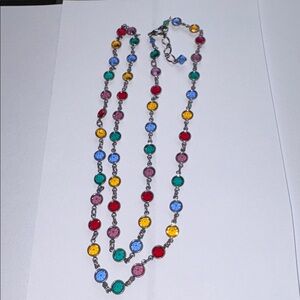 Jewel-tone Crystal Station Necklace